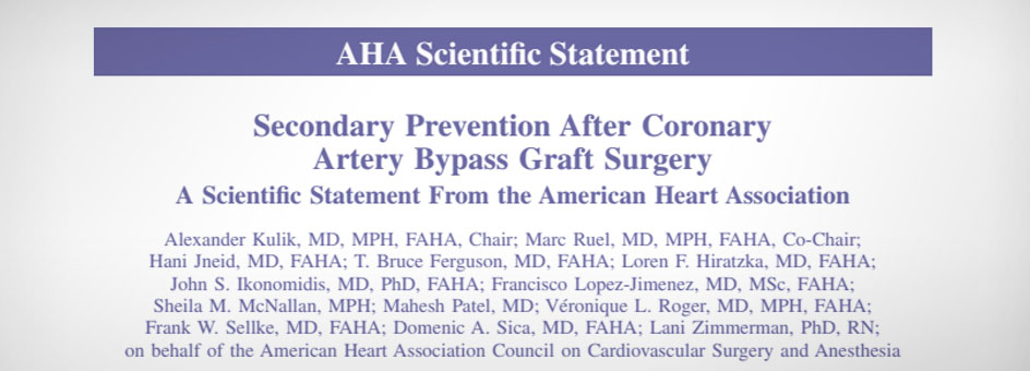 Prevención secundaria luego de la Cirugía de Revascularización Coronaria Consenso de la American Heart Association